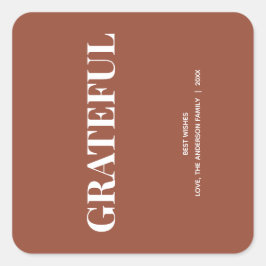 Minimaal DANKBAAR | Terracotta Kerst Vierkante Sticker
