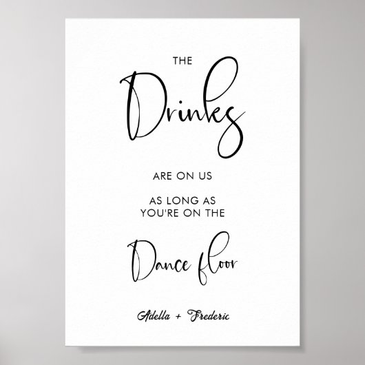 Minimaal de Drinken zijn op ons open bar bruiloft  Poster (Voorkant)