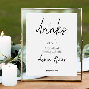 Minimaal de Drinken zijn op ons open bar bruiloft  Reclamebord Met Voetstuk
