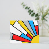 Minimaal de Stijl Retro Sun Ray-kleursamenstelling Briefkaart (Staand voorkant)