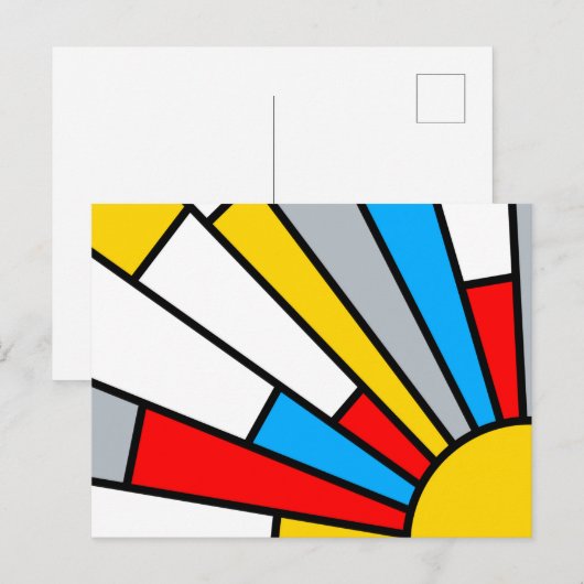 Minimaal de Stijl Retro Sun Ray-kleursamenstelling Briefkaart (Voorkant / Achterkant)