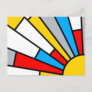 Minimaal de Stijl Retro Sun Ray-kleursamenstelling Briefkaart