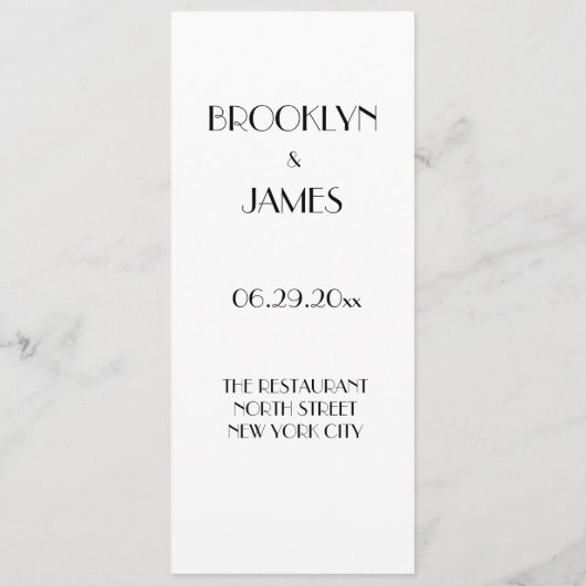 Minimaal deco menu voor de bruiloft (Achterkant)