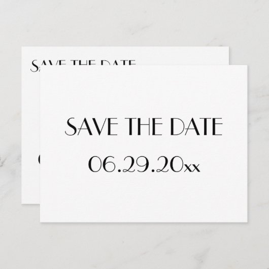Minimaal Deco Wit Save the Date Briefkaart (Voorkant / Achterkant)