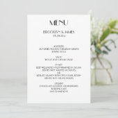 Minimaal Deco witte trouwmenu kaart (Staand voorkant)