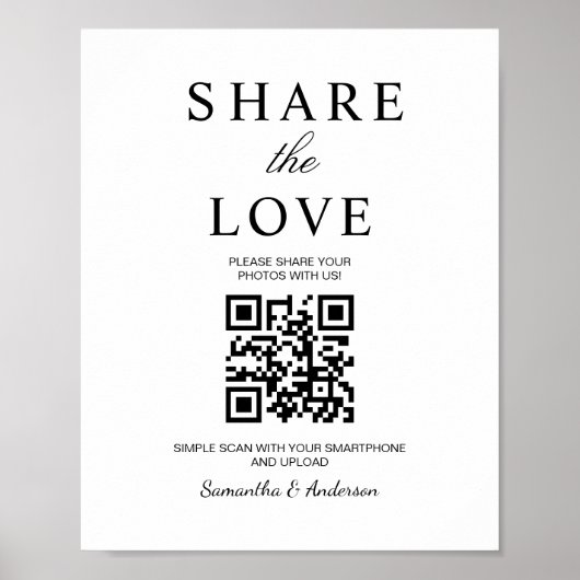 Minimaal Deel het Love Photo Sign met QR (Matte) Poster (Voorkant)