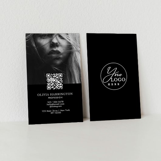 Minimaal Delicate Black Photo QR Code Logo Visitekaartje