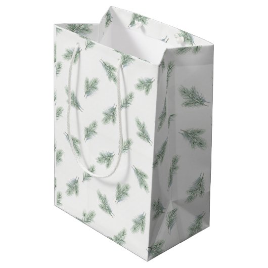 Minimaal dennen corporate kerstpatroon medium cadeauzakje (Achterkant Gekanteld)