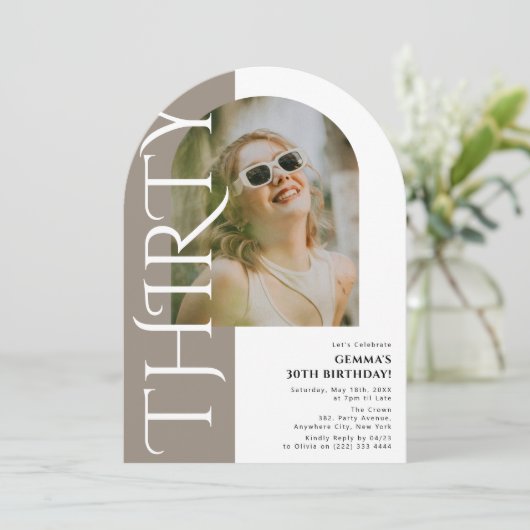 Minimaal dertig boog foto 30e verjaardag kaart (Staand voorkant)