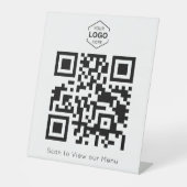 Minimaal digitaal menu scan QR-code Reclamebord Met Voetstuk (Voorkant)