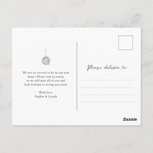 Minimaal discobal | Bewegende aankondiging Briefkaart (Achterkant)