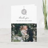 Minimaal discobal | Foto zwart-wit bruiloft Bedankkaart (Voorkant)