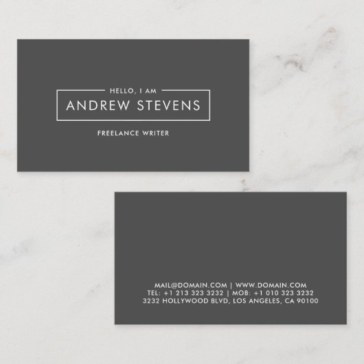 Minimaal donker visitekaartje (Voorkant / Achterkant)