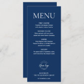 Minimaal Donkerblauw elegant zakelijk evenement lo Menu (Voorkant / Achterkant)