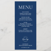 Minimaal Donkerblauw elegant zakelijk evenement lo Menu (Voorkant)