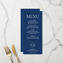 Minimaal donkerblauw elegant zakelijk event logo menu