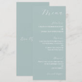 Minimaal donkerbleekblauw trouwmenu menu (Voorkant / Achterkant)