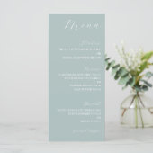 Minimaal donkerbleekblauw trouwmenu menu (Staand voorkant)