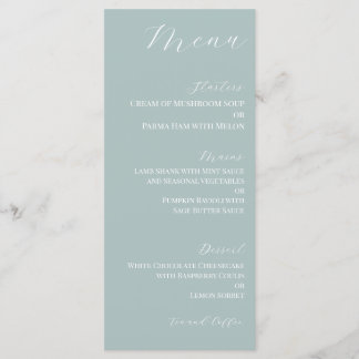 Minimaal donkerbleekblauw trouwmenu menu