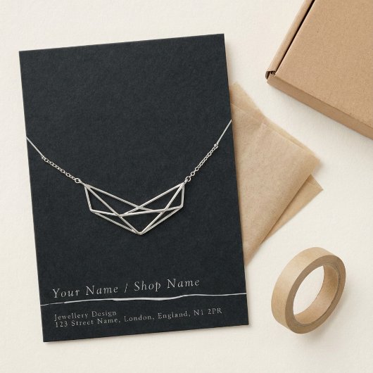 Minimaal donkergrijs ketting/armband display kaart
