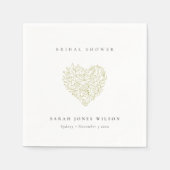 Minimaal donkergroen bloemhart bruiloft feest servet (Voorkant)