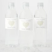 Minimaal donkergroen bloemhart bruiloftsdouche waterfles etiket (Flessen)