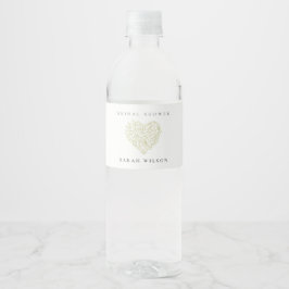 Minimaal donkergroen bloemhart bruiloftsdouche waterfles etiket