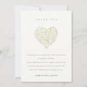 Minimaal donkergroen bloemhart bruiloftssalon bedankkaart (Voorkant)
