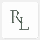 Minimaal donkergroen bos bruidspaar initials  vierkante sticker (Voorkant)