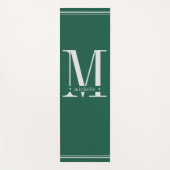 Minimaal donkergroen en wit monogram yogamat (Voorkant)