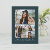 Minimaal donkergroen Lijst 4 Foto Afstuderen Aankondiging (Staand voorkant)