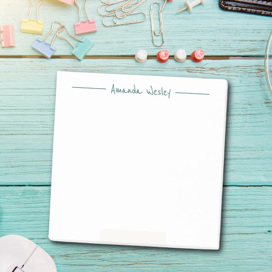 Minimaal donkergroen monogram Volledige naam Post-it® Notes