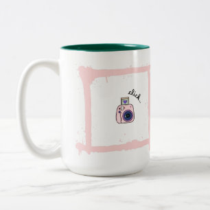 Minimaal Doodle Cameraklik Kunstontwerp Tweekleurige Koffiemok