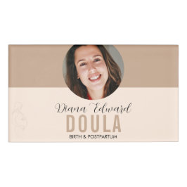 Minimaal Doula Identiteitsfotoontwerp in Zachte Be Naambadge