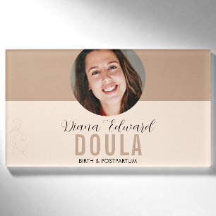 Minimaal Doula Identiteitsfotoontwerp in Zachte Be Naambadge