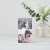 Minimaal drie foto-inkolay-monogram visitekaartje (Staand voorkant)