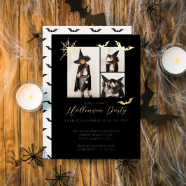 Minimaal drie foto-spooky Bats Halloween Party Folie Uitnodiging