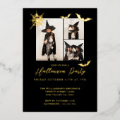 Minimaal drie foto-spooky Bats Halloween Party Folie Uitnodiging (Voorkant)