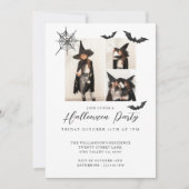 Minimaal drie foto-spooky Bats Halloween Party Kaart (Voorkant)