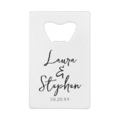 Minimaal Drink ik naar die aangepaste namen bruilo Creditkaart Flessenopener (Achterkant)