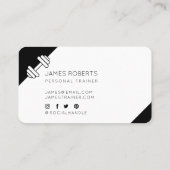 Minimaal Dumbbell Personal Trainer Black & White Visitekaartje (Achterkant)