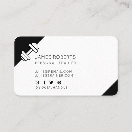 Minimaal Dumbbell Personal Trainer Black & White Visitekaartje (Achterkant)