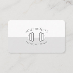 Minimaal Dumbbell Personal Trainer Grey & White Visitekaartje