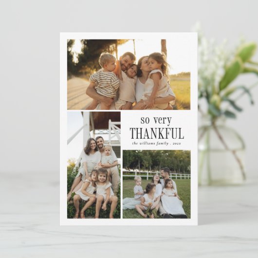 Minimaal dus zeer dankbare foto's Happy Thanksgivi Feestdagenkaart (Staand voorkant)