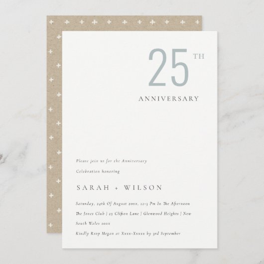 Minimaal Dusky Blue elk jaar Jubileum uitnodigen Bedankkaart (Voorkant / Achterkant)