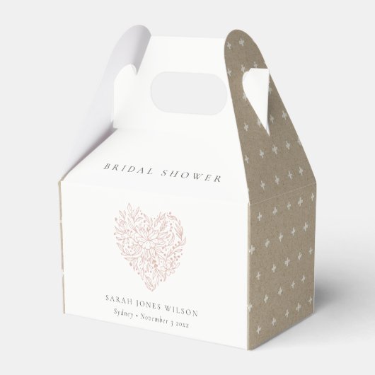 Minimaal Dusky Blush Floral Heart Vrijgezellenfees Bedankdoosjes (Achterkant)