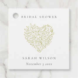 Minimaal Dusky Green Floral Heart-Vrijgezellenfees Bedankjes Labels