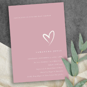 Minimaal Dusky Roos Roze Baby shower van het Hart  Bedankkaart