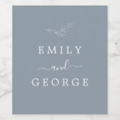 Minimaal | Dusty Blue Wedding Classic Wijn Etiket (Enkel label)