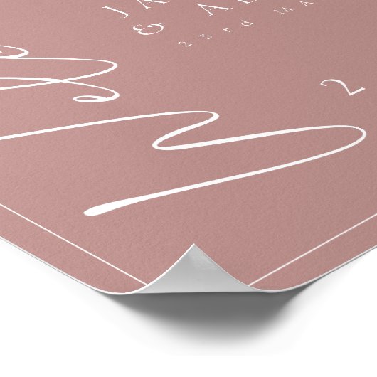 Minimaal Dusty Pink Script Weddenschap Welkomsttek Poster (Hoek)